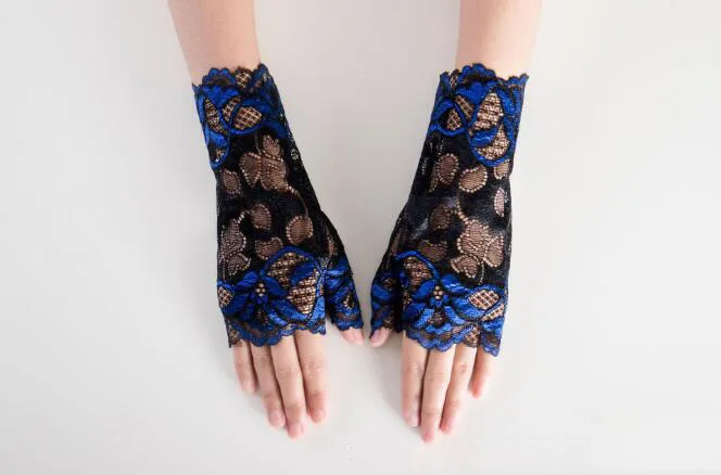 Весенняя мода, шикарные Короткие ажурные сексуальные кружевные перчатки, женские перчатки без пальцев для вождения, летние солнцезащитные перчатки из сетчатой пряжи - Цвет: H