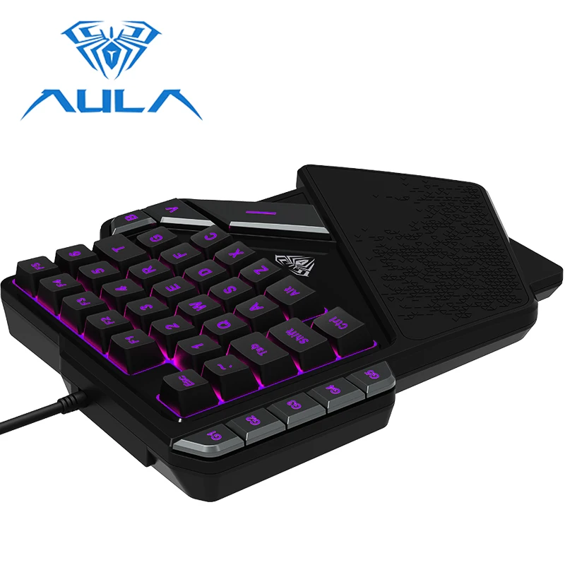 AULA одной рукой клавиатура Проводная 7 цветов RGB Подсветка для настольного