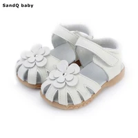 girls sandals 2022 summer genuine leather children sandals for girls flower kids footwear slip resistant girls princess shoes