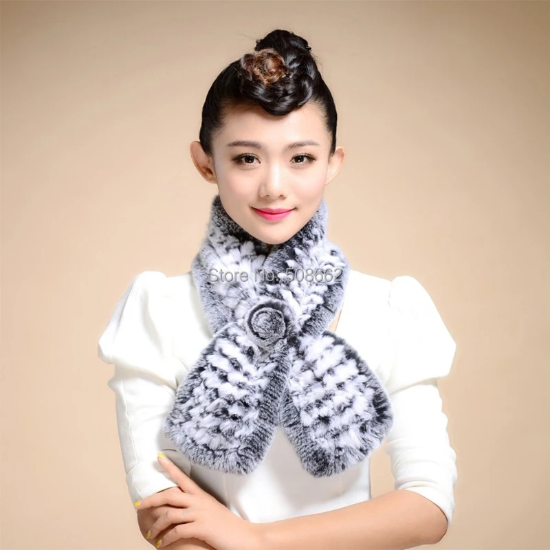 Настоящий мех кролика шарф накидка шаль шейный утеплитель Классический женский