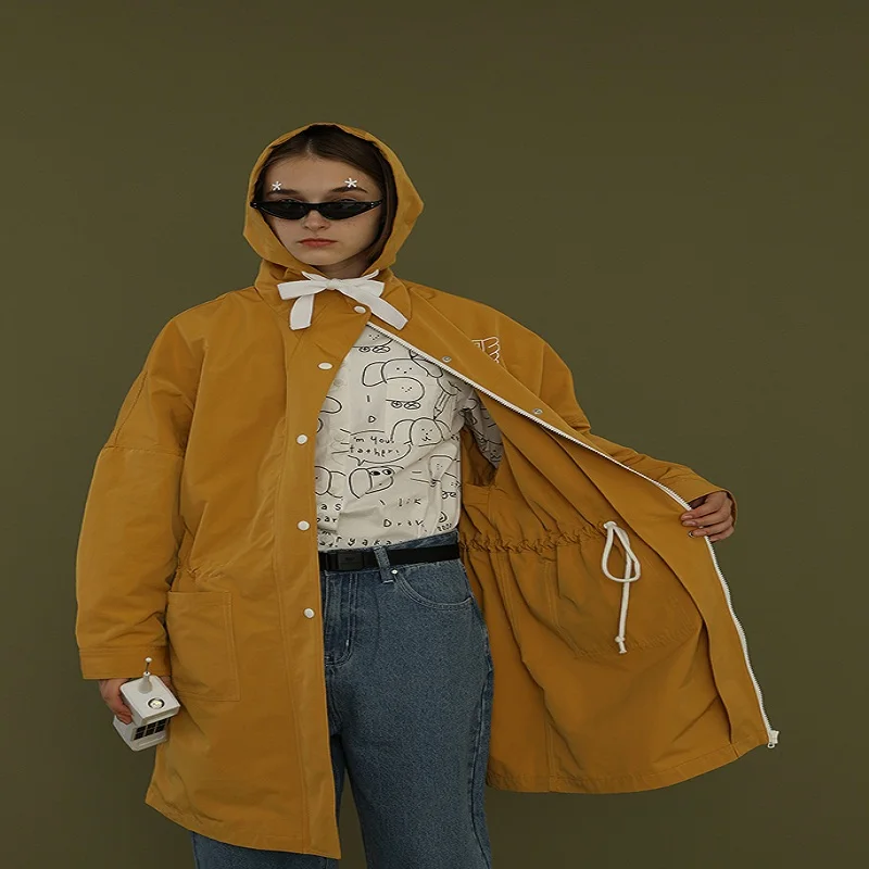 Trench Coat For Women 2018 New Casaco Feminino Overcoat Basic Comfortable Chaquetas Invierno Mujer Woman Clothes Yellow | Женская одежда