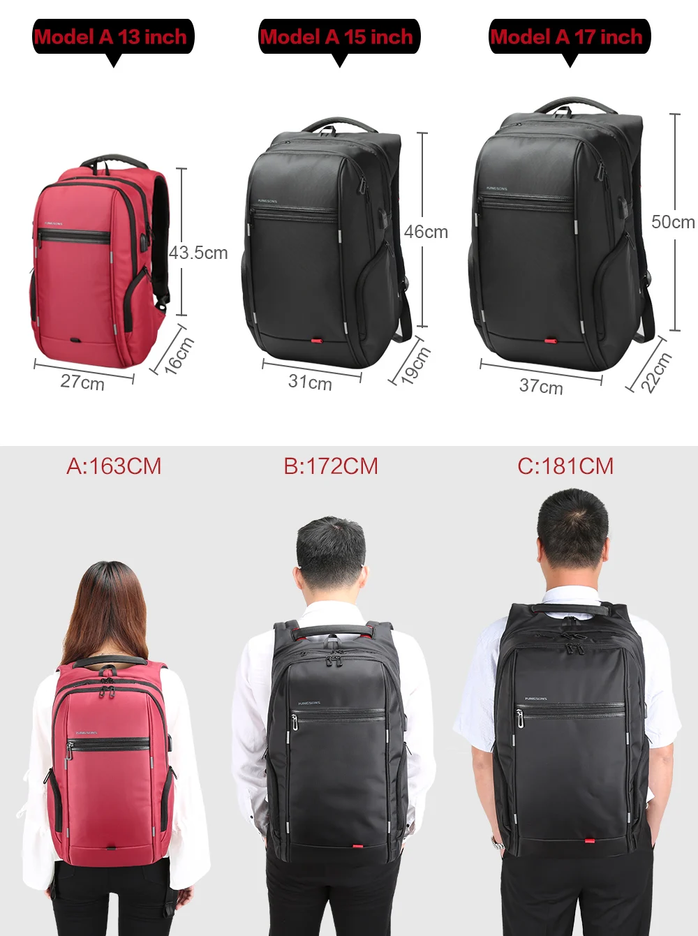 Kingsons мужской школьный рюкзак для ноутбука Mochila 15,6 17 водонепроницаемый для женщин внешний USB зарядка дорожная Противоугонная деловая сумка