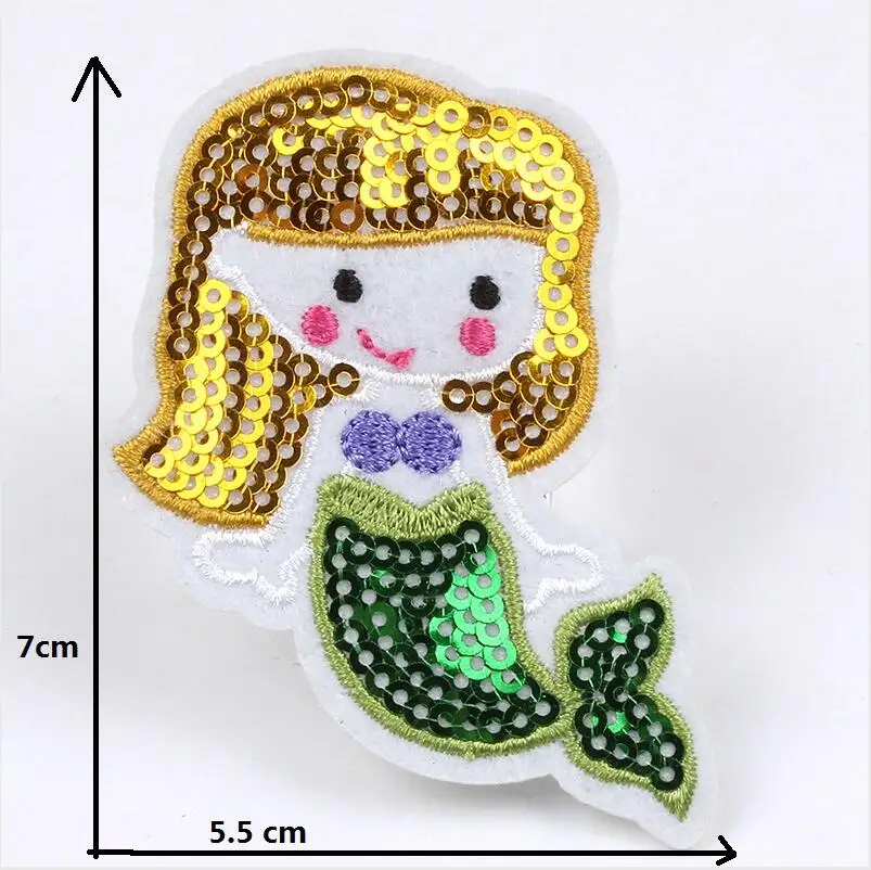 girl fish 10 шт./лот, нашивка в виде мультяшной звезды кокосовой пальмы для маленькой девочки, Пришивные наклейки на одежду, сделай сам, аппликация из ткани для джинсового платья и штанов - Цвет: girl fish