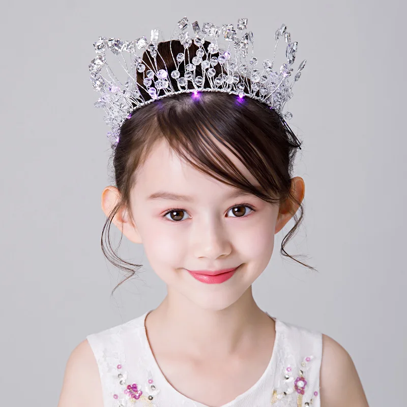 

Принцесса Тиара дети короны универсальные хрустальные аксессуары для волос Сладкий головной убор подарок на день рождения праздничное обо...