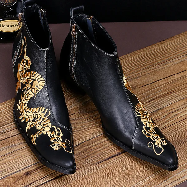 Мужские модные кожаные туфли с острым носком свадебные ботинки для ночного клуба