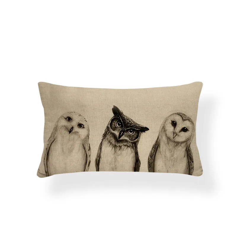 Наволочка с изображением совы лисы ручная роспись наволочка животными винтажный