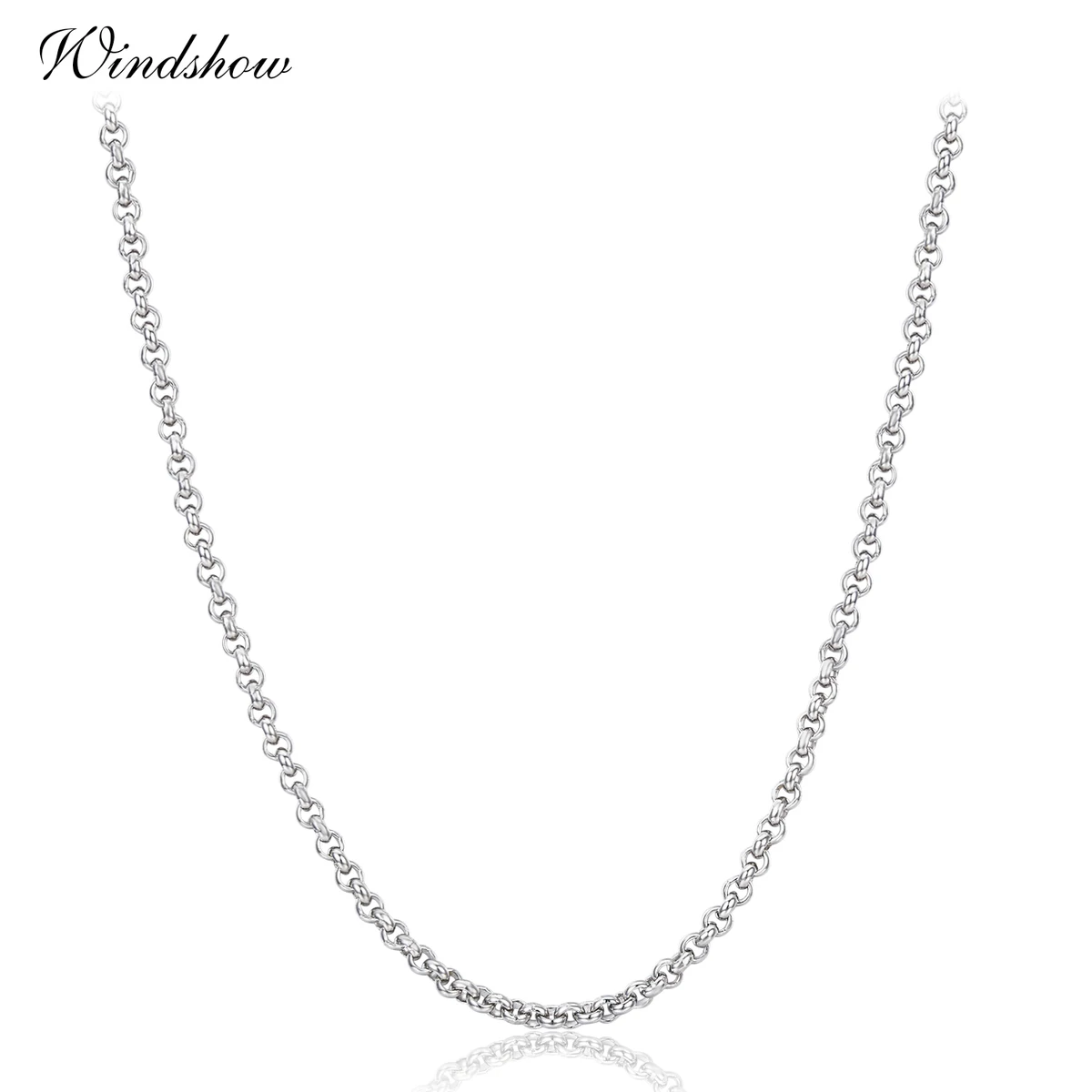 925 стерлингового серебра круги Ссылка Роло Цепи Для женщин Обувь для девочек 45 см