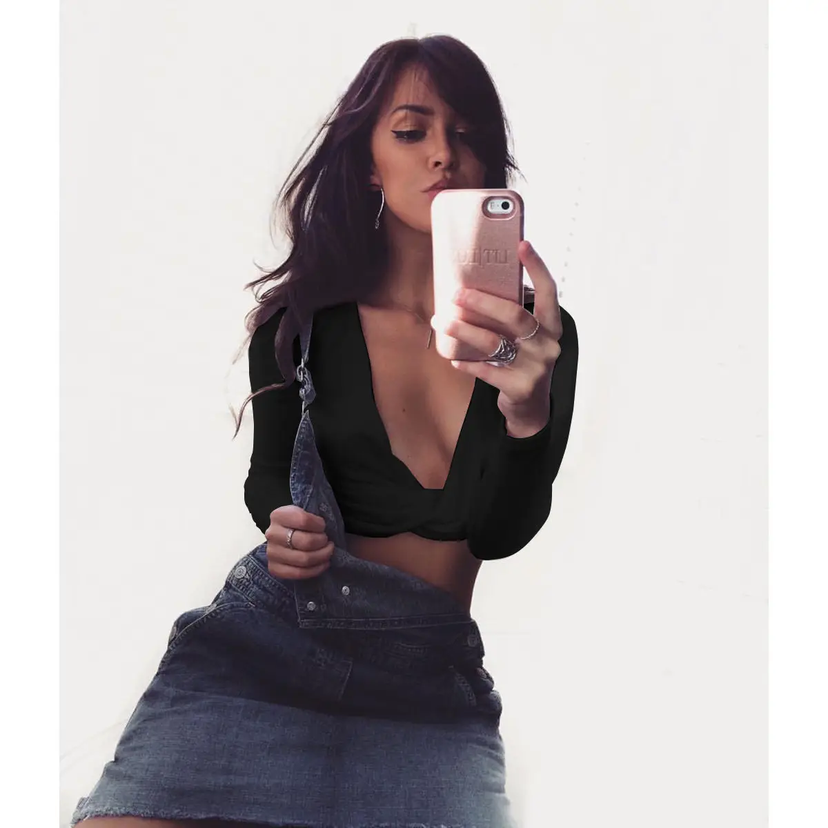 Женский топ с длинным рукавом Модный повседневный сексуальный короткий