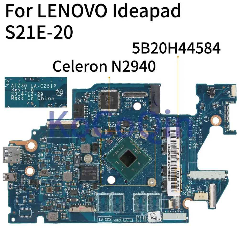 KoCoQin материнская плата для ноутбука LENOVO Ideapad S21E 20 N2940 2GB системная 5B20H44584 AIZ30 LA C251P