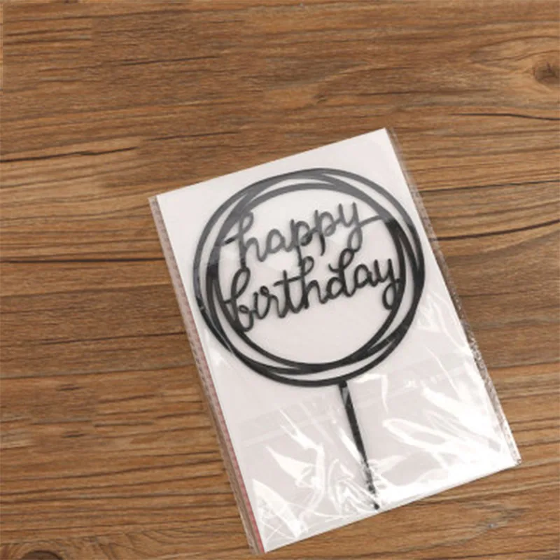black 2 Акриловые украшения для дома с надписью «Love Cupcake» и «Happy Birthday», золотые и Серебристые украшения для выпечки, украшения для свадебного торта, 1 шт., новые модные вечерние принадлежности - Цвет: black 2