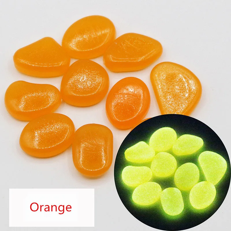 Orange 20/50/100 шт светится в темноте садовые камни свечения камней камни для дорожек декор аквариума растения шланг для полива огорода, двора, светящиеся камни - Color: Orange