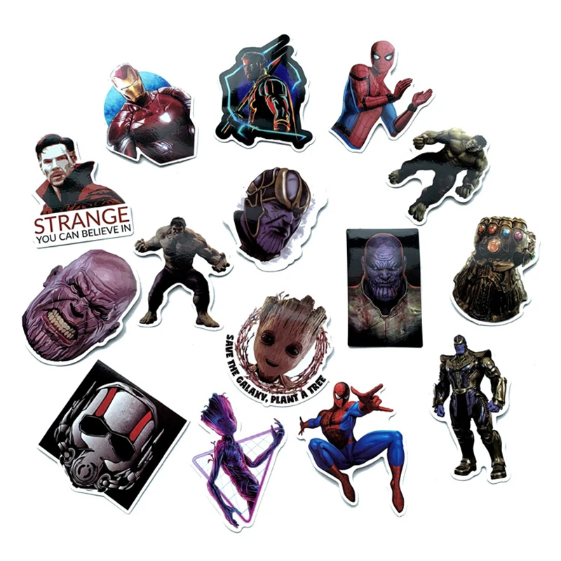 Герой Marvel ПВХ водоотталкивающая наклейка Мстители 100 шт. багаж компьютер автомобиль велосипед наклейка на холодильник игрушка