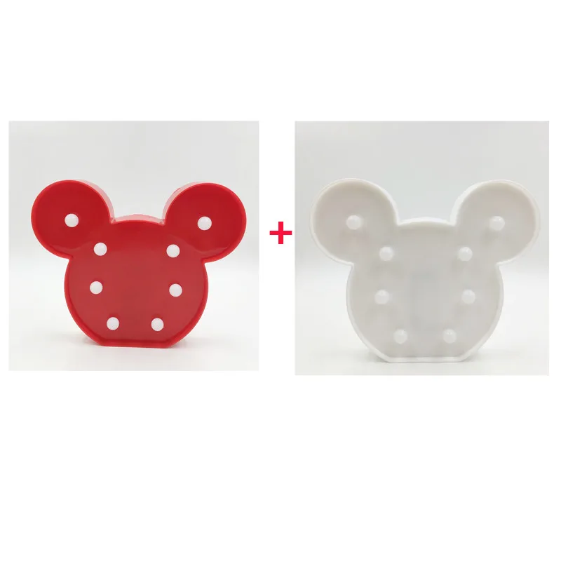 White and Red Mickey Горячая 3D Фламинго с Микки-Маусом кактус ананас Форма ночной Светильник AA Батарея приведенный в действие Портативный дома Свадебные украшения настольная лампа - Испускаемый цвет: White and Red Mickey