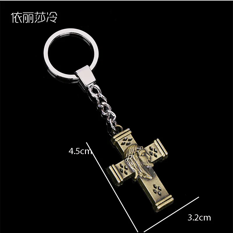 

Christian Jesus cross keychain jewelry gift, Jesus head Jesus cross keychain. Car key ring leather bag key chain