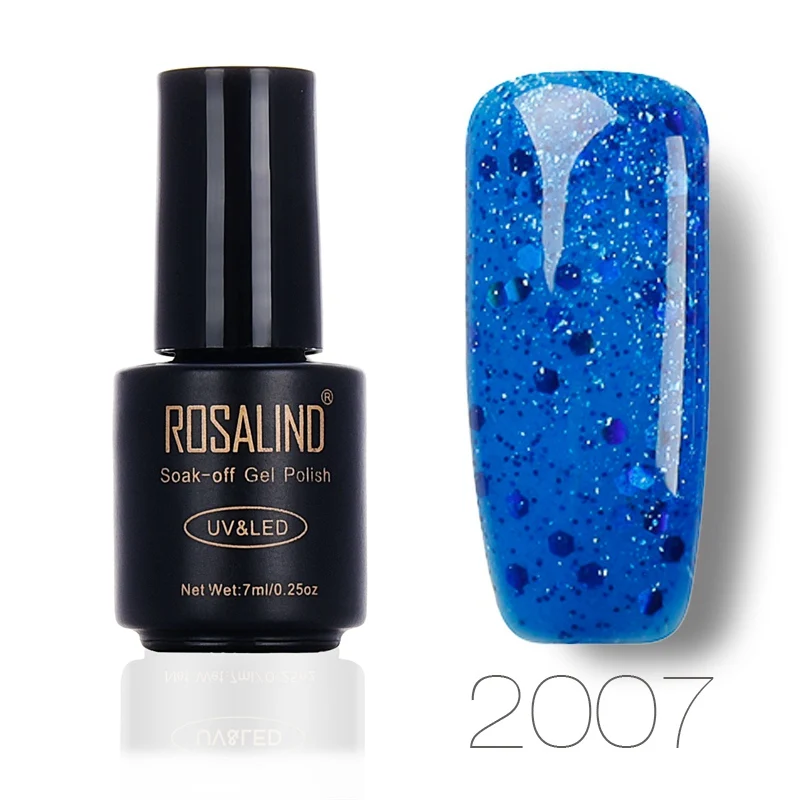 2007 ROSALIND гель 1 S желтый бриллиант 7 мл цветной гель для ногтей с блестками лак Led UV Soak-off набор для дизайна ногтей наборы Базовый Топ покрытие гель лак - Цвет: 2007