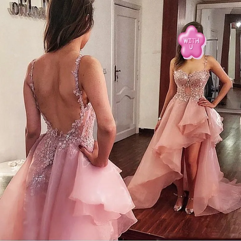 

robe de soiree longue Hi Low Evening Dress abendkleider robe longue Elegant Long Evening Dresses Spaghetti Custom Made