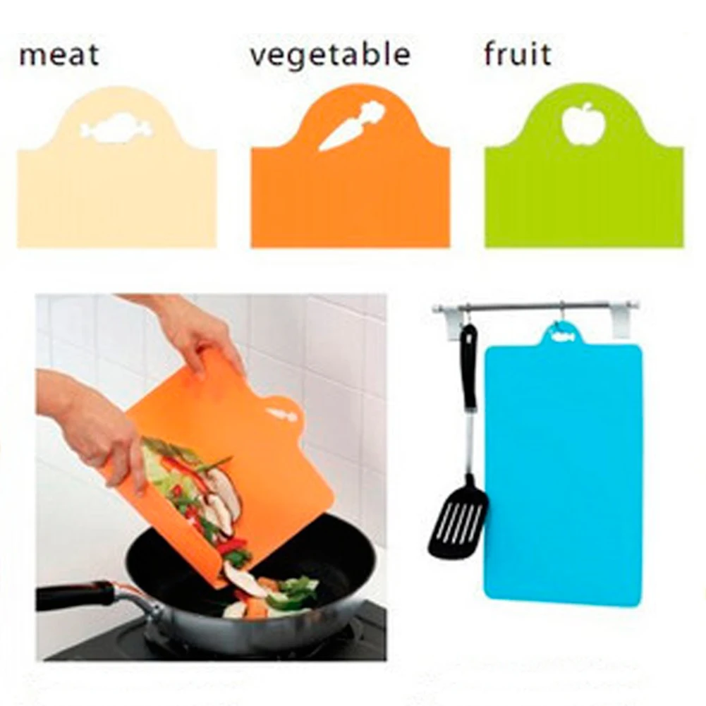 1Pcs Cutting Plate Candy Color Kitchen Cooking Tools Flexible Plastic Board Food Slice Cut Chopping Block | Дом и сад