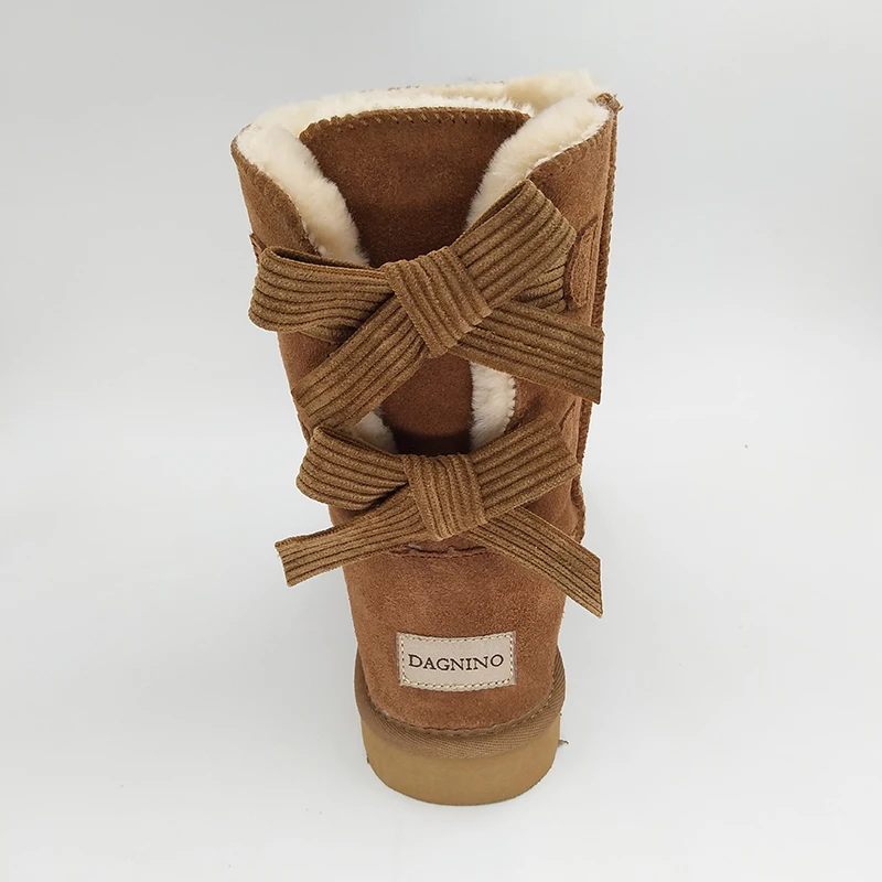 DAGNINO Горячая леди бренд Австралия два банты короткие botas Высокое качество Женская обувь зимние теплые пояса из натуральной кожи с бантиком