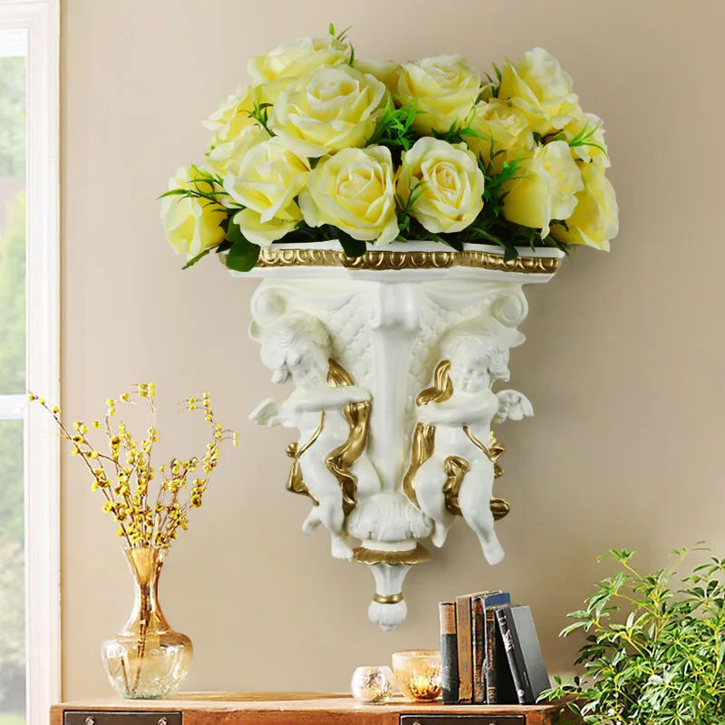 

Cupid Angel Wall Vase 3D Wall Stickers Resin Home Decoration Flower Pot European Ancient for Fresco Wedding Decoration R328