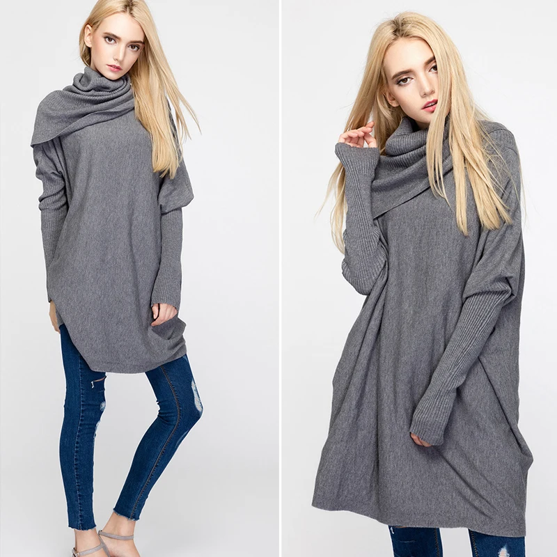 2017 Women Winter Sweater Bat Sleeve Shirt Woman Long Sleeved Turtleneck Coat Color Code Leisure | Женская одежда