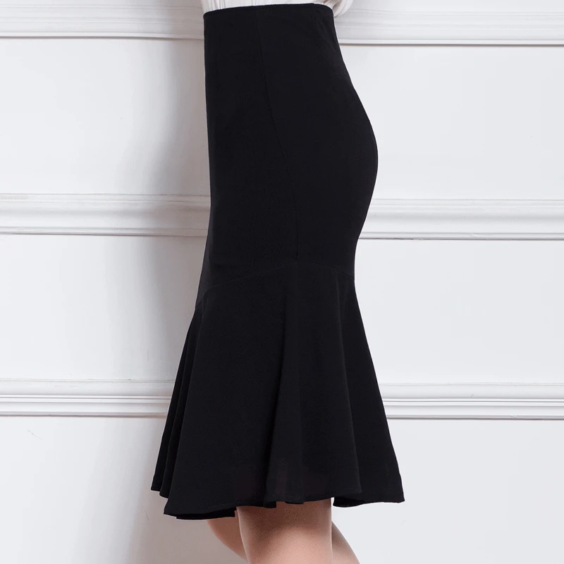 Women Summer Casual Plus Size 3XS-10XL Short Fishtail Skirt Ladies Fashion Knee Length Bodycon High Waist Chiffon Mermaid Skirts | Женская