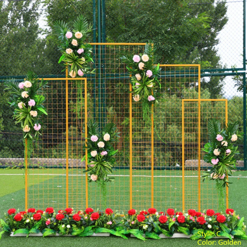 Decoraci&oacute;n de pantalla de rejilla de hierro forjado para boda, fondo de escenario de boda, decoraci&oacute;n geom&eacute;trica de ventana, accesorios nuevos-2