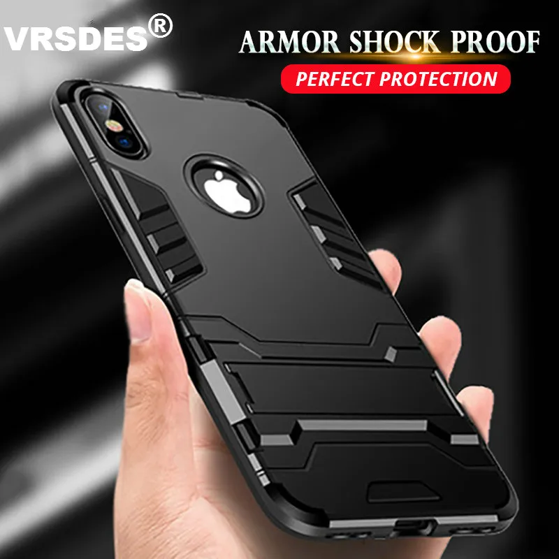VRSDES для iPhone X 7 8 чехол PC + Силиконовый противоударный XR XS Max 3D защитный 6 6s 5S SE Plus |