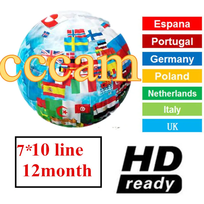 HD cccam 10 Cline 1 год Европа Бесплатный спутниковый ccam аккаунт Share Sever Италия/Испания/французский/Германия cccam 1 год ТВ 7 кабель