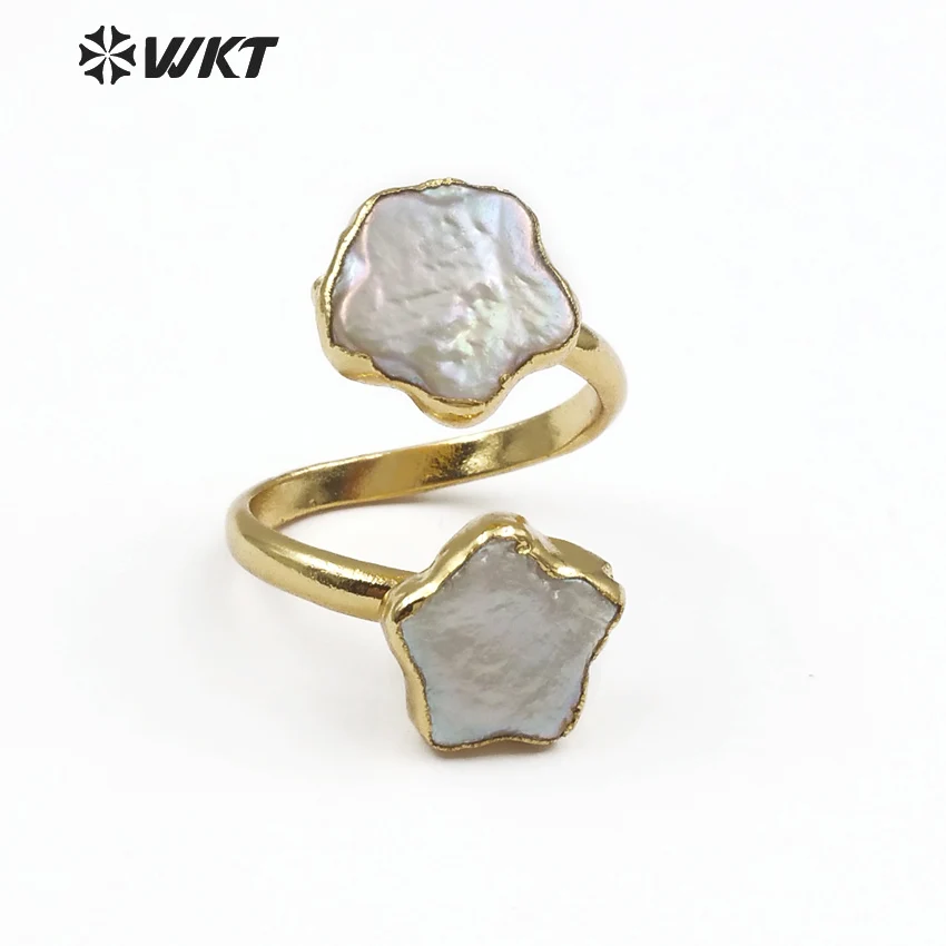 WT-R327 WKT стильное маленькое и милое Золотое кольцо с жемчугом в горошек женское