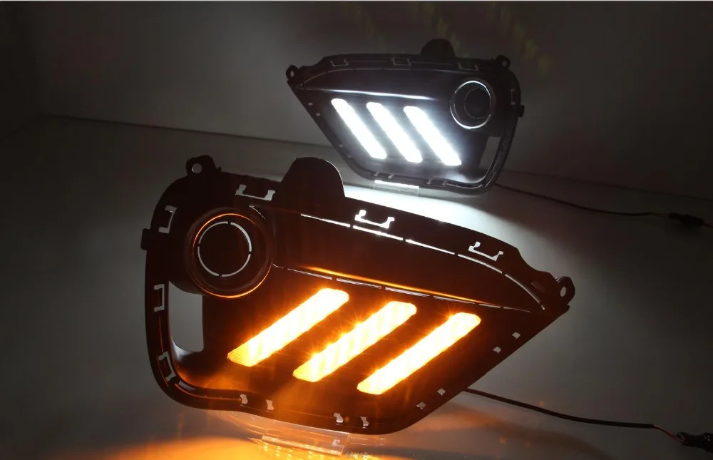 Светодиодный дневный ходовой светильник DRL с желтым сигналом поворота s для KIA K2 RIO