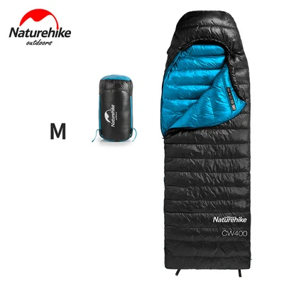 NatureHike НН CW400 конверт Сверхлегкий зимний теплый гусиный пух спальный мешок Кемпинг Туризм спальный мешок альпинизмом NH18C400-D - Цвет: Black M