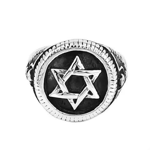 Кольцо Звезда Давида высококачественное ювелирное изделие из нержавеющей стали