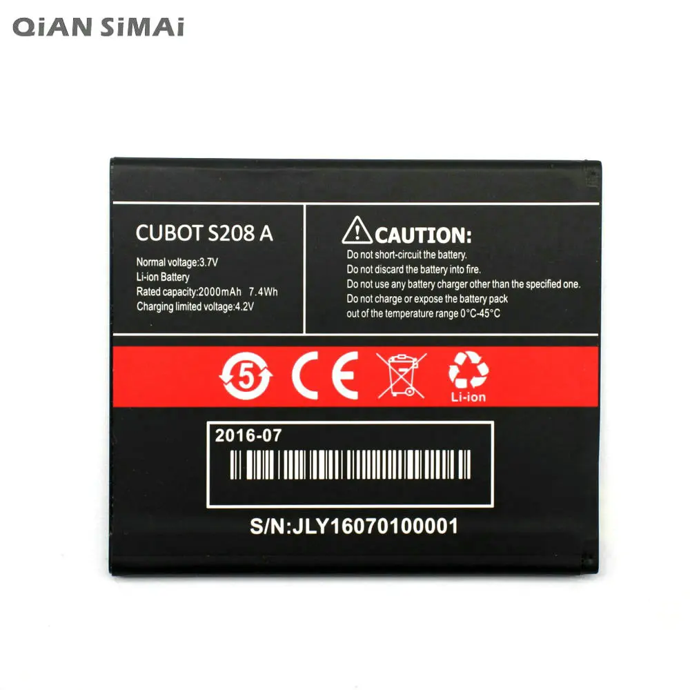 1pcs 100% high quality s208 A 2000mAh Battery For CUBOT S208A Mobile Phone | Мобильные телефоны и аксессуары