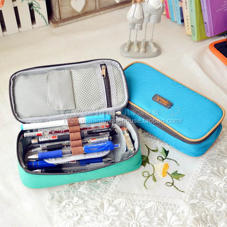 

Free shipping channel large capacity multifunctional canvas pencil cases boys girls stationery bags for school