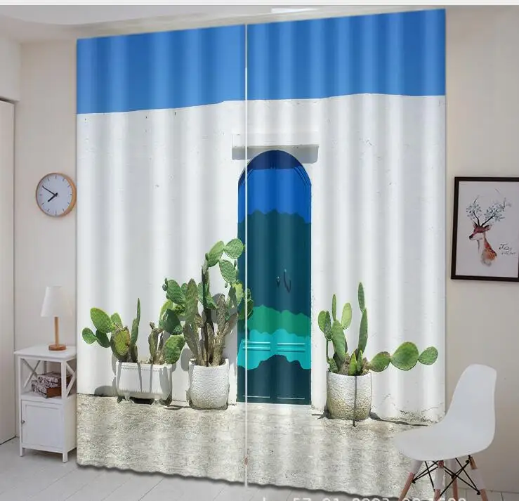 

3D Window Curtains Cactus sunshade Living Room office Bedroom Hotel decoration Cortina Drapes Rideaux Customized size pillowcase
