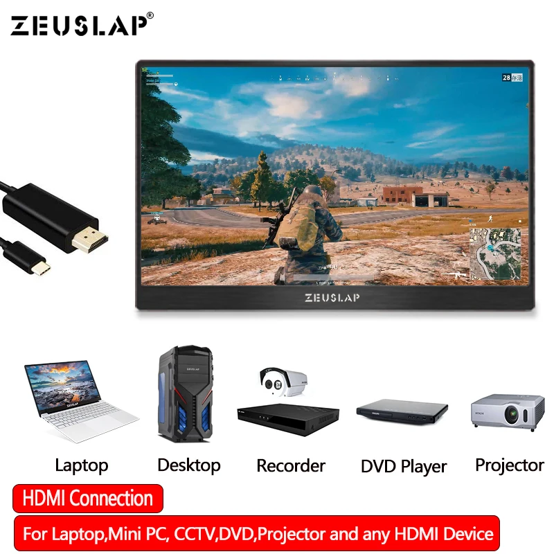 15,6 дюймов HDMI HD 1080P HDR type-C портативный монитор ips экран Автомобильный дисплей для PS4 xbox PC компьютер/динамик/мобильный телефон