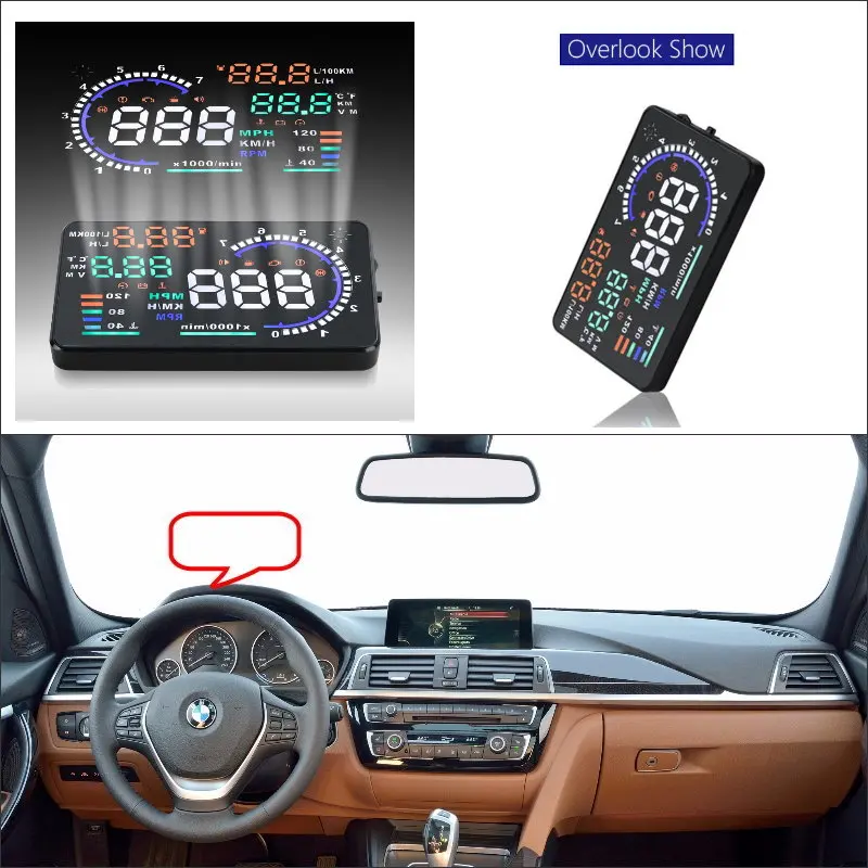 For BMW 1/3/5/7 Series 2010-2019 AUTO HUD OBD2 Warning Car Head Up Display Driving Screen Projector Reflecting Windshield