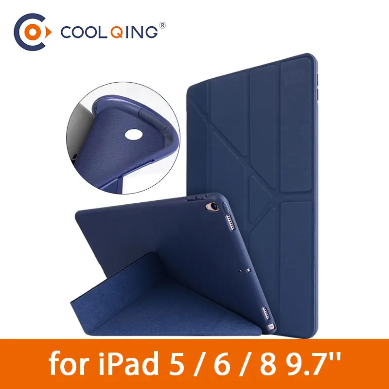 Soft Tablets Case For iPad 5 6 8 9.7'' TPU Smart Wake Sleep Multi-folded PU Leather Protective Cover 2018 9.7 Inch | Компьютеры и