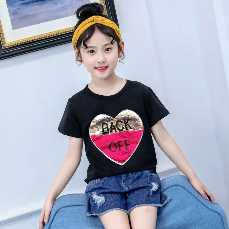 Платье для маленьких девочек топы футболки с блестками Летняя хлопковая