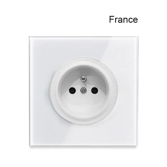France 1, 2, 3, 4 комплекта, 2 способа, белый, закаленное стекло, переключатель, светильник, настенный переключатель давления, светодиодный светильник s, Франция, Германия, розетка, бытовой USB - Цвет: France