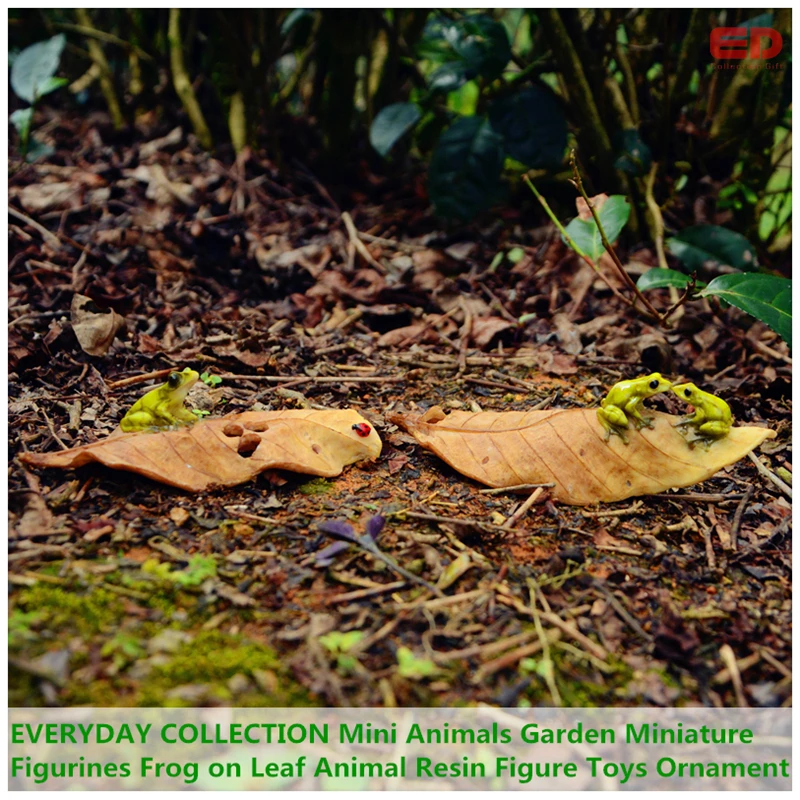 Коллекция на каждый день мини животные садовая Статуэтка фигурки лягушка листе