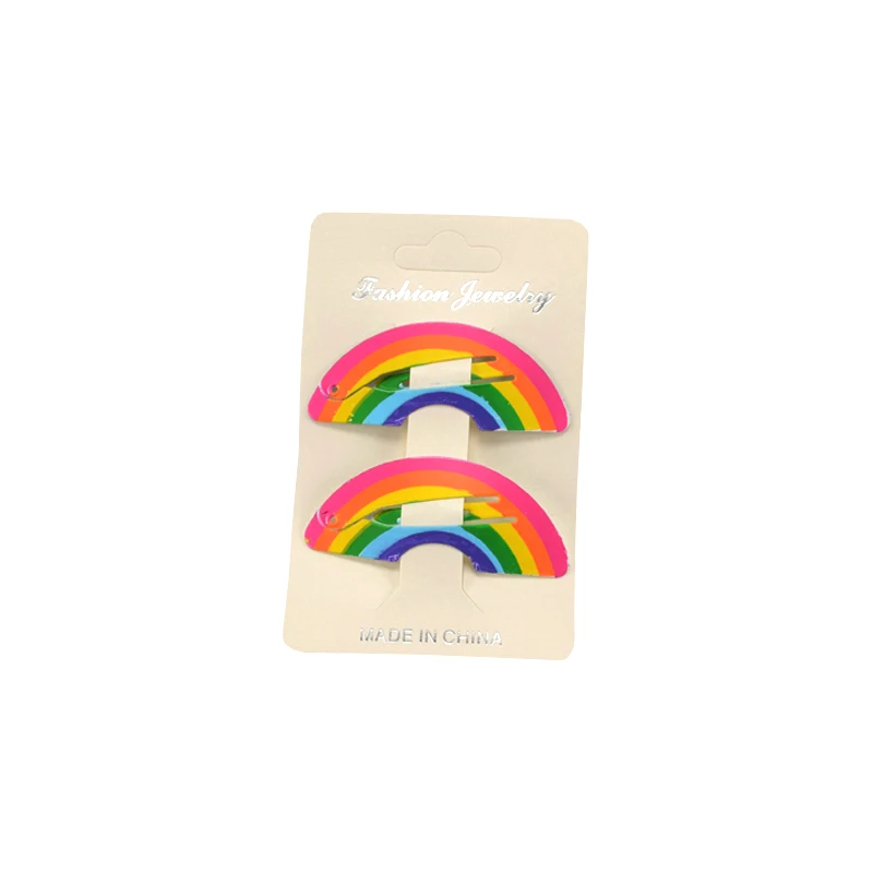 Rainbow 2pcs Новое поступление, для детей от 2 до 6 лет шт./компл. детей украшение для волос с героями мультфильмов комплект Животные лошадь юбка радужных цветов для девочек Набор шпилек печать детская заколка для волос - Цвет: Rainbow 2pcs