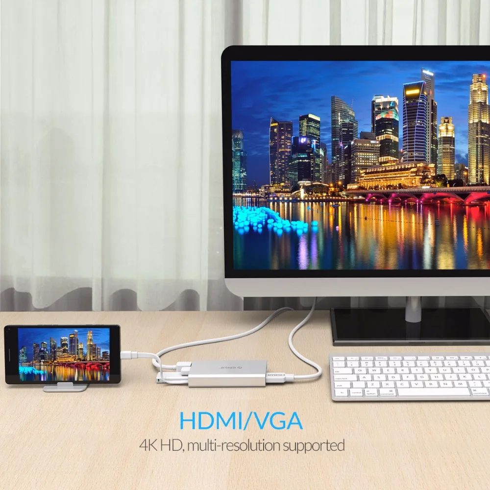 Док станция для настольного ноутбука ORICO 6 в 1 с разъемом типа MACbook Apple USB C HDMI 4 K VGA