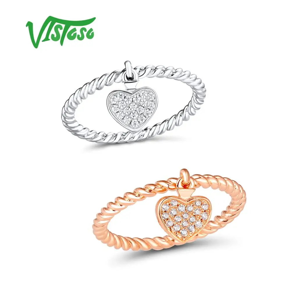 VISTOSO Серебряное кольцо для Для женщин 925 пробы серебро сердце женщины кольца