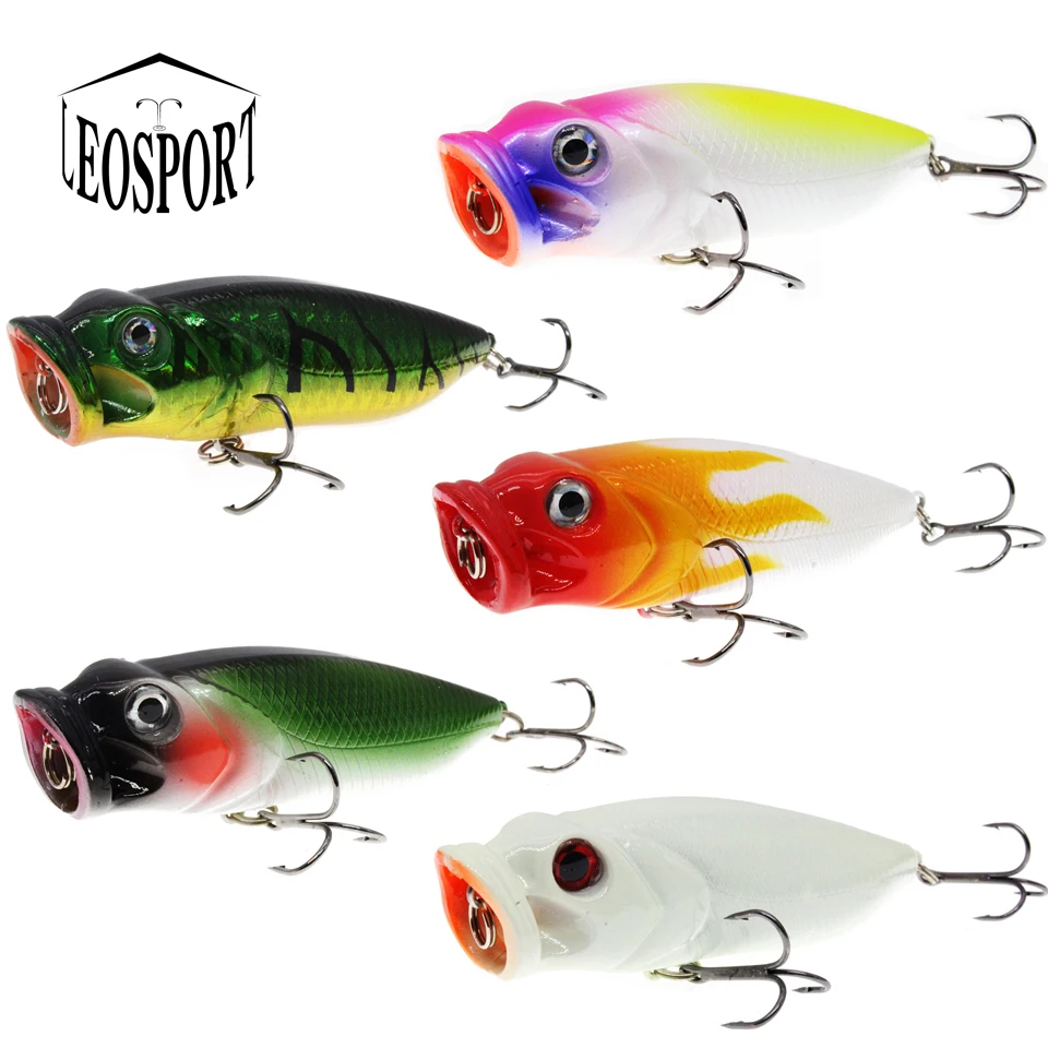1 шт. Topwater Popper приманки для рыбной ловли 3D воблер с глазами 5 цветов в наличии