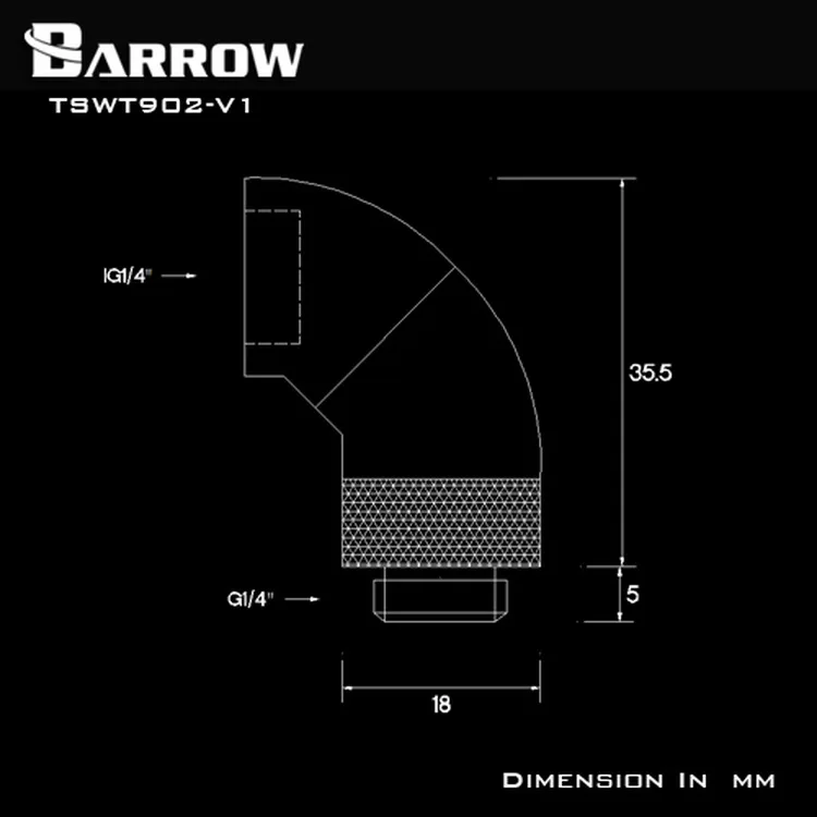 Barrow G1/4 "90 градусный Поворотный адаптер 2 секционный Тип фитинга коннектор с