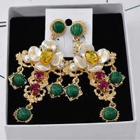 charmcci trendy fashion high quality 4 color drop earring jewelry europe wind rose flower branch cross dangle earrings for women