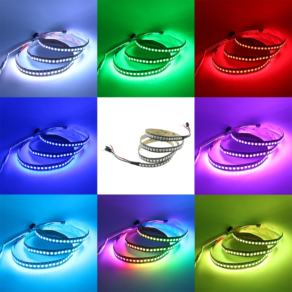 1 м черный PCB 144 светодиодный/M 5050 RGB светодиодный полосы светильник WS2812B ws2812 2812 WS2812