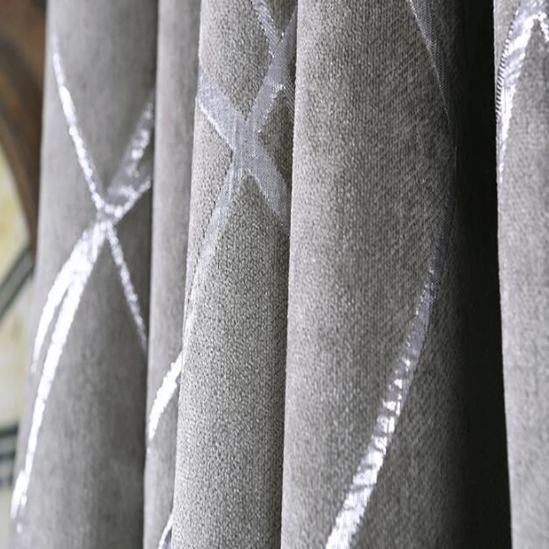 Европейский роскошный утолщенный шенилл штора бежевого цвета геометрический