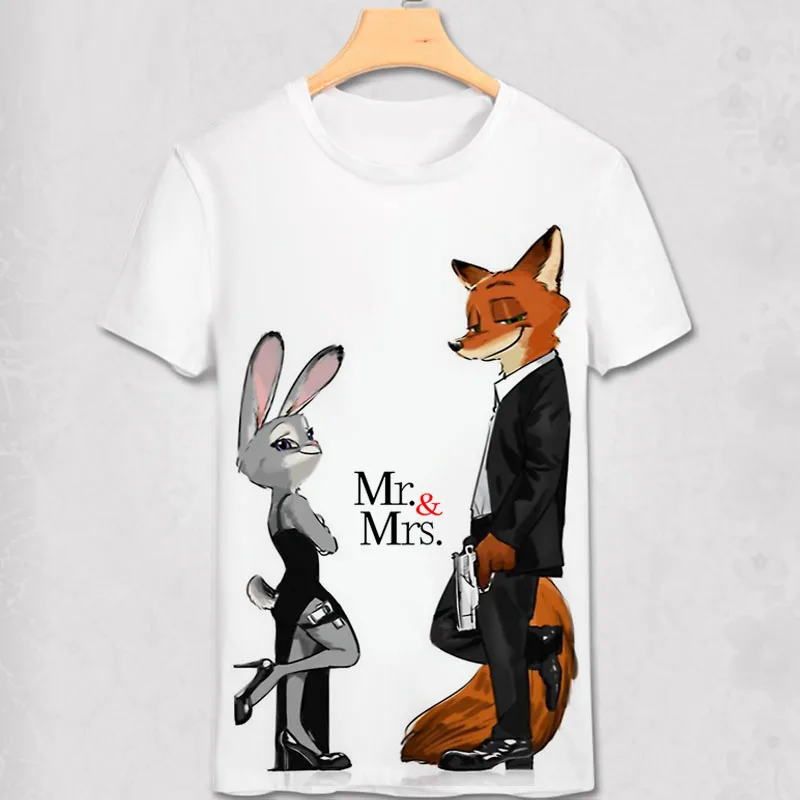Zootopia футболка Новая Летняя мужская с героями мультфильмов Ник лисица Джуди